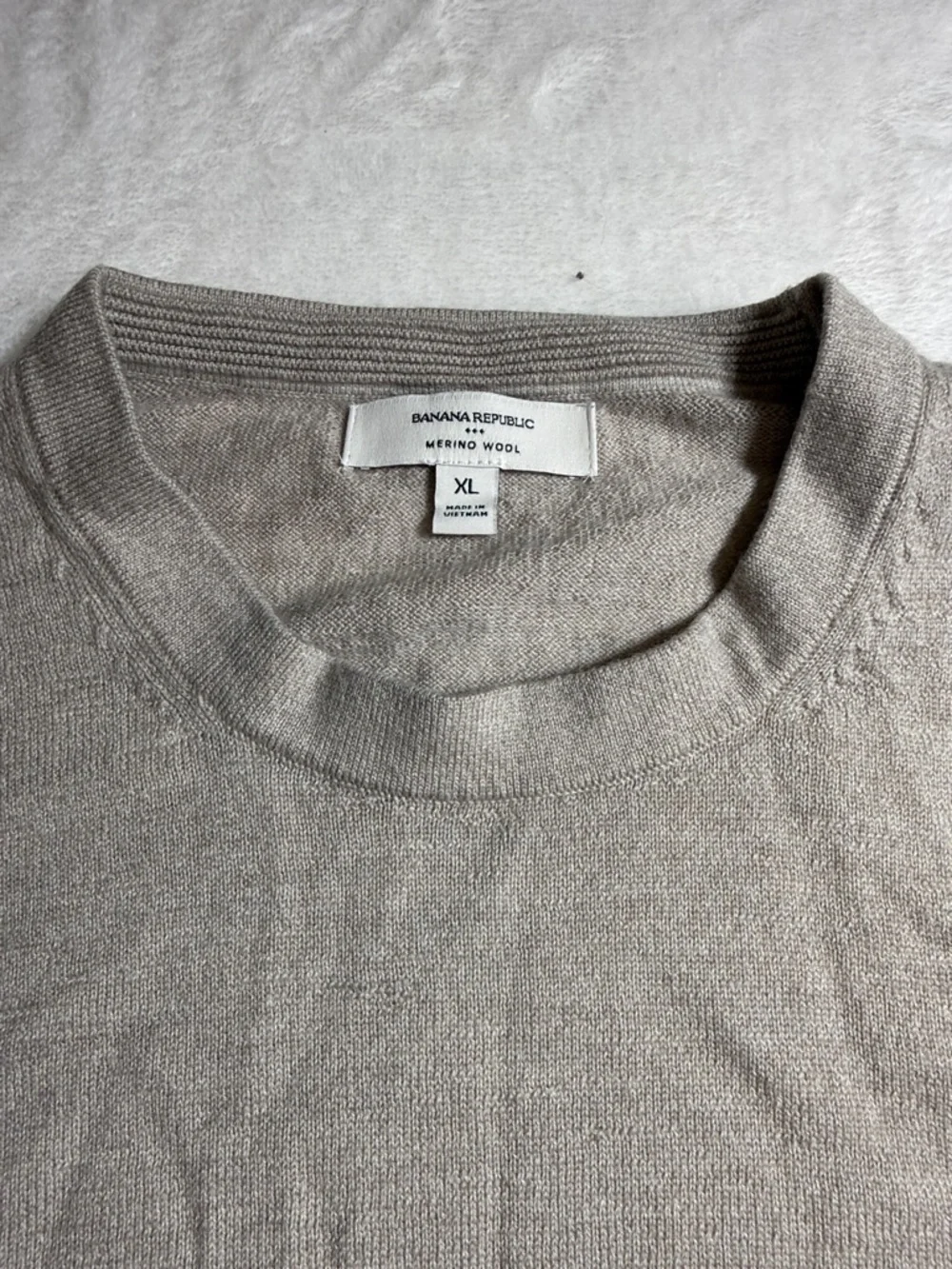 Banana Republic Men's Crewneck Merino Wool Sweater in Light Taupe